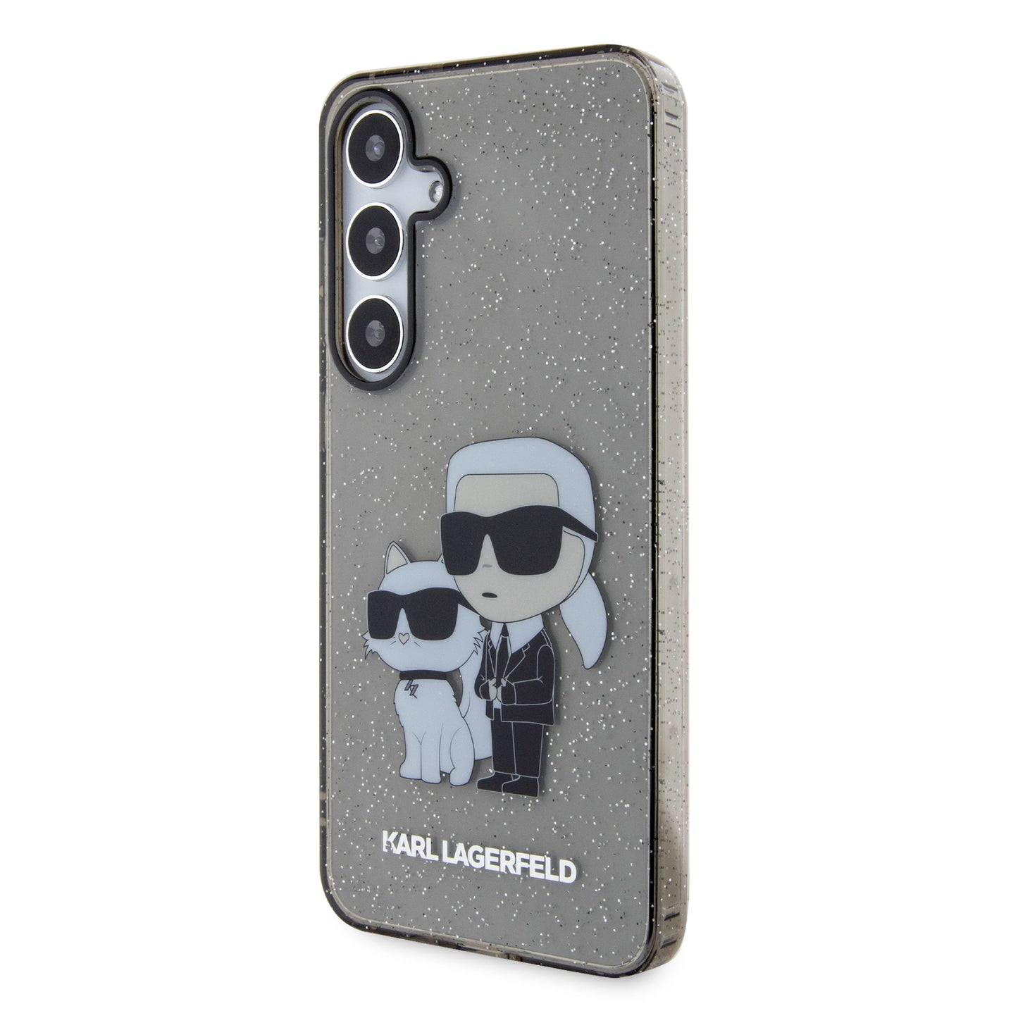 Case for Samsung Galaxy S24+ S926, Karl Lagerfeld, Glitter Karl & Choupette, Transparent Black
