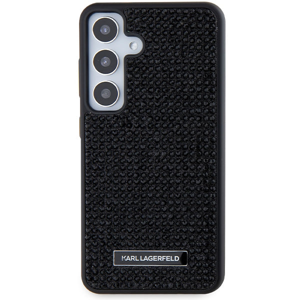 Hülle für Samsung Galaxy S24+ S926, Karl Lagerfeld, Rhinestone Metal Plate, Schwarz
