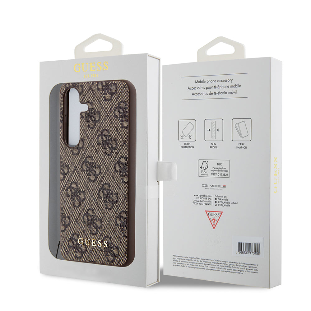 Hülle für Samsung Galaxy S24 S921, Guess, 4G Charm, Braun