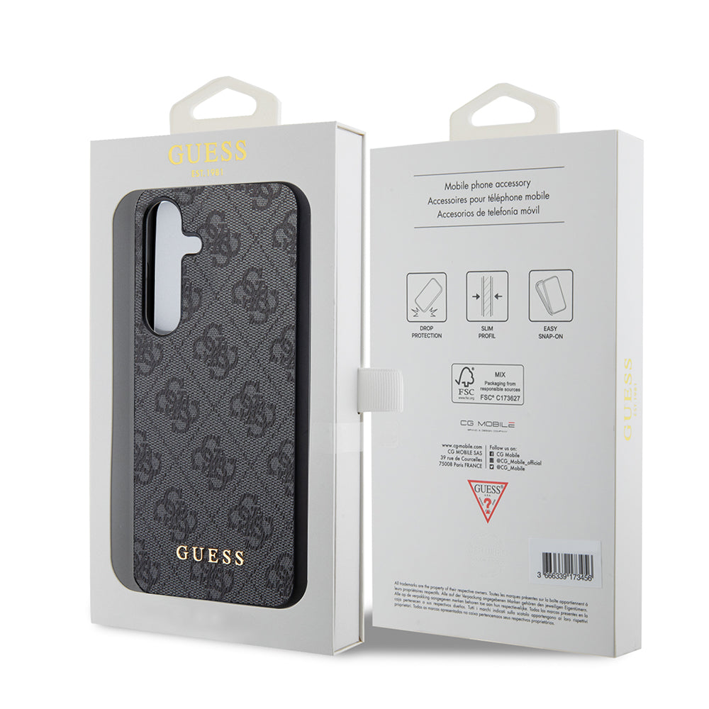 Hülle für Samsung Galaxy S24 S921, Guess, 4G Metal Gold Logo, Schwarz