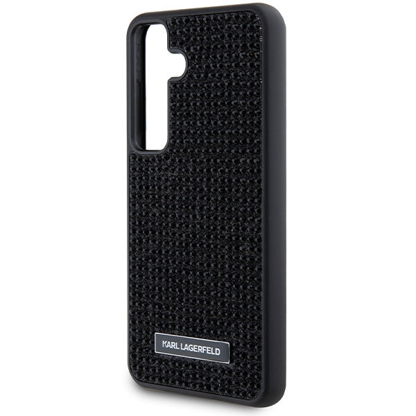 Hülle für Samsung Galaxy S24 S921, Karl Lagerfeld, Rhinestone Metal Plate, Schwarz