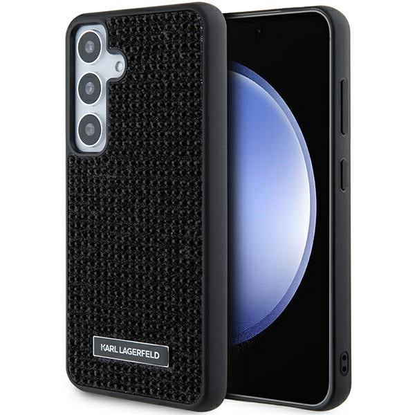 Hülle für Samsung Galaxy S24 S921, Karl Lagerfeld, Rhinestone Metal Plate, Schwarz