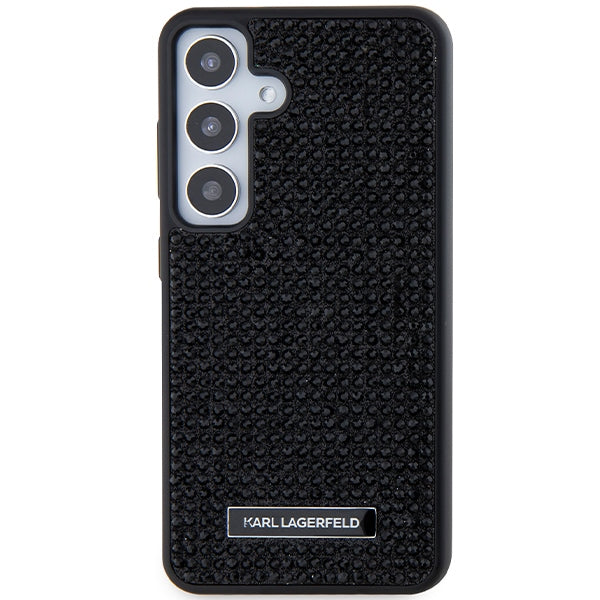 Hülle für Samsung Galaxy S24 S921, Karl Lagerfeld, Rhinestone Metal Plate, Schwarz