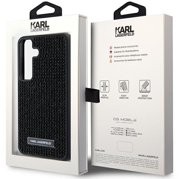 Hülle für Samsung Galaxy S24 S921, Karl Lagerfeld, Rhinestone Metal Plate, Schwarz