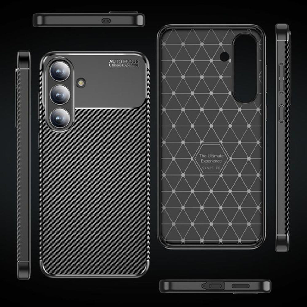 Hülle für Samsung Galaxy S25 FE, Techsuit, CarbonFiber, Schwarz