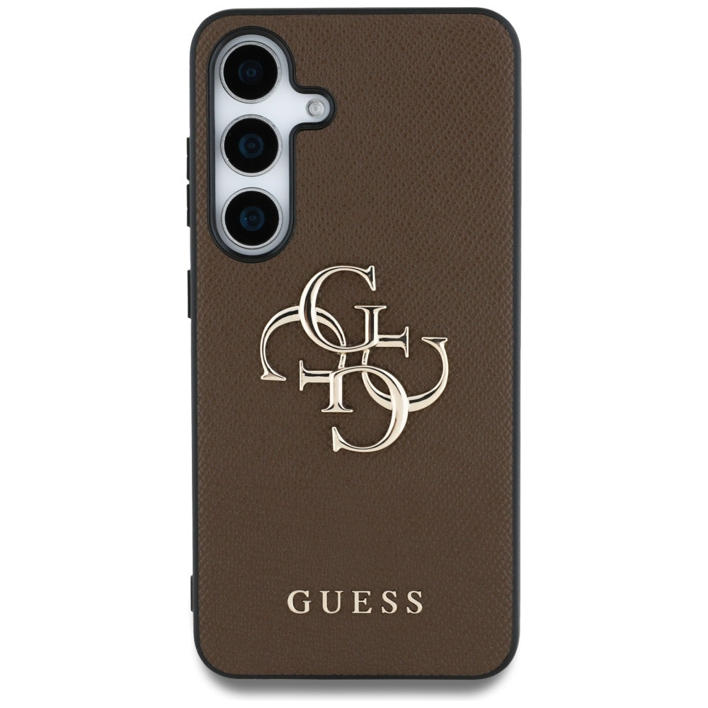 Hülle für Samsung Galaxy S25+ S936, Guess, 4G Grained Big and Classic Logo, Braun