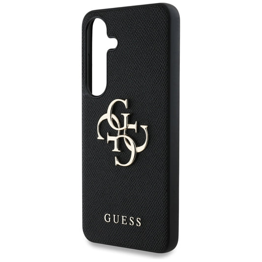 Case for Samsung Galaxy S25+ S936, Guess, 4G Grained Big and Classic Logo, Black