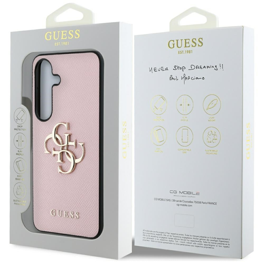 Hülle für Samsung Galaxy S25+ S936, Guess, 4G Grained Big and Classic Logo, Rosa