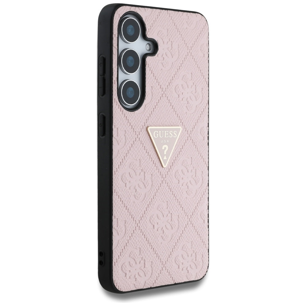 Hülle für Samsung Galaxy S25 S931, Guess, Grained Hot Stamp 4G Triangle, Rosa