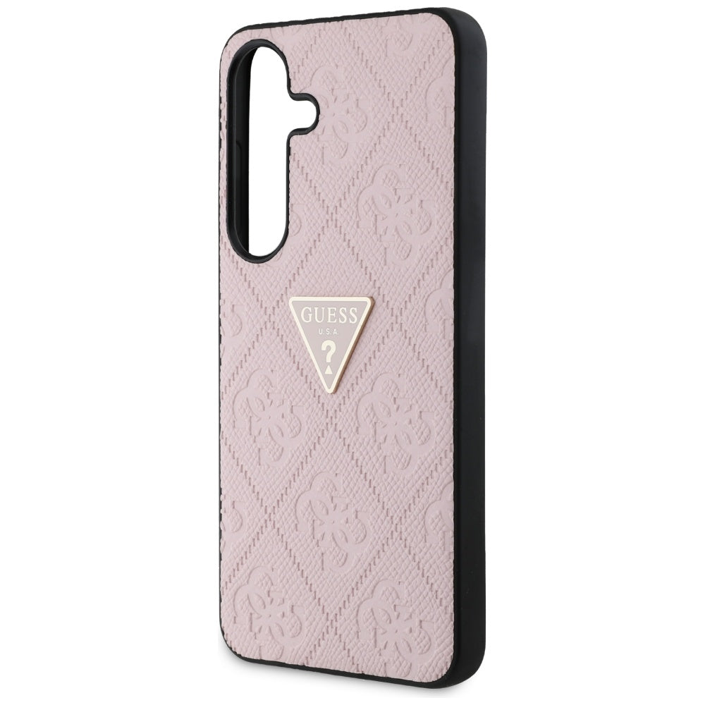 Hülle für Samsung Galaxy S25 S931, Guess, Grained Hot Stamp 4G Triangle, Rosa
