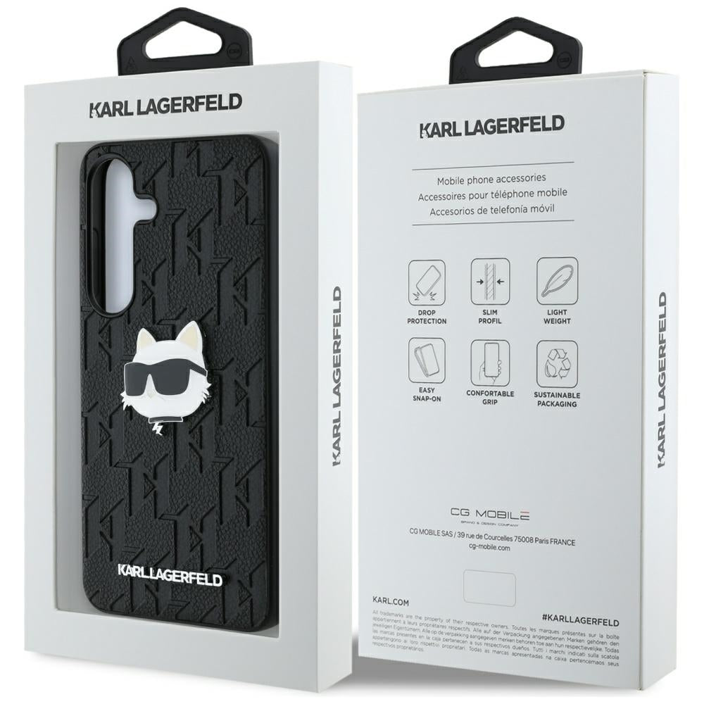 Hülle für Samsung Galaxy S25 S931, Karl Lagerfeld, Monogram Choupette's Head, Schwarz