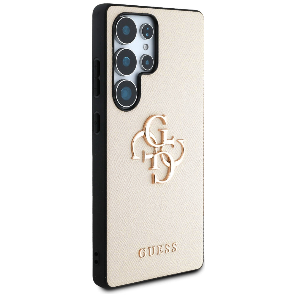 Hülle für Samsung Galaxy S25 Ultra S938, Guess, 4G Grained Big and Classic Logo, Beige