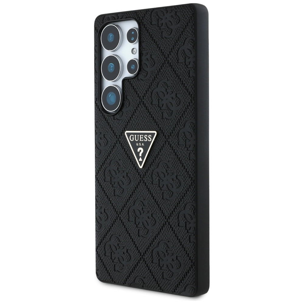 Hülle für Samsung Galaxy S25 Ultra S938, Guess, Grained Hot Stamp 4G Triangle, Schwarz