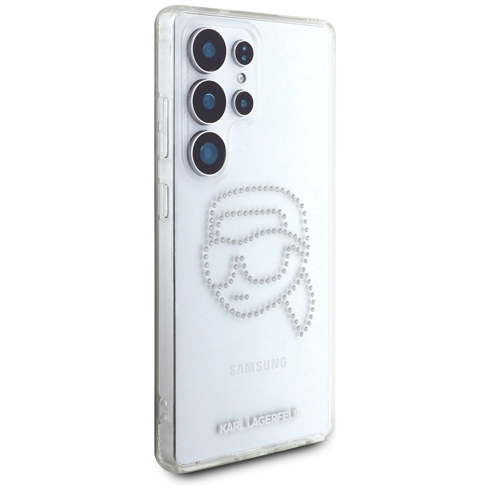 Hülle für Samsung Galaxy S25 Ultra S938, Karl Lagerfeld, IML Rhinestones Karl's Head, Transparent