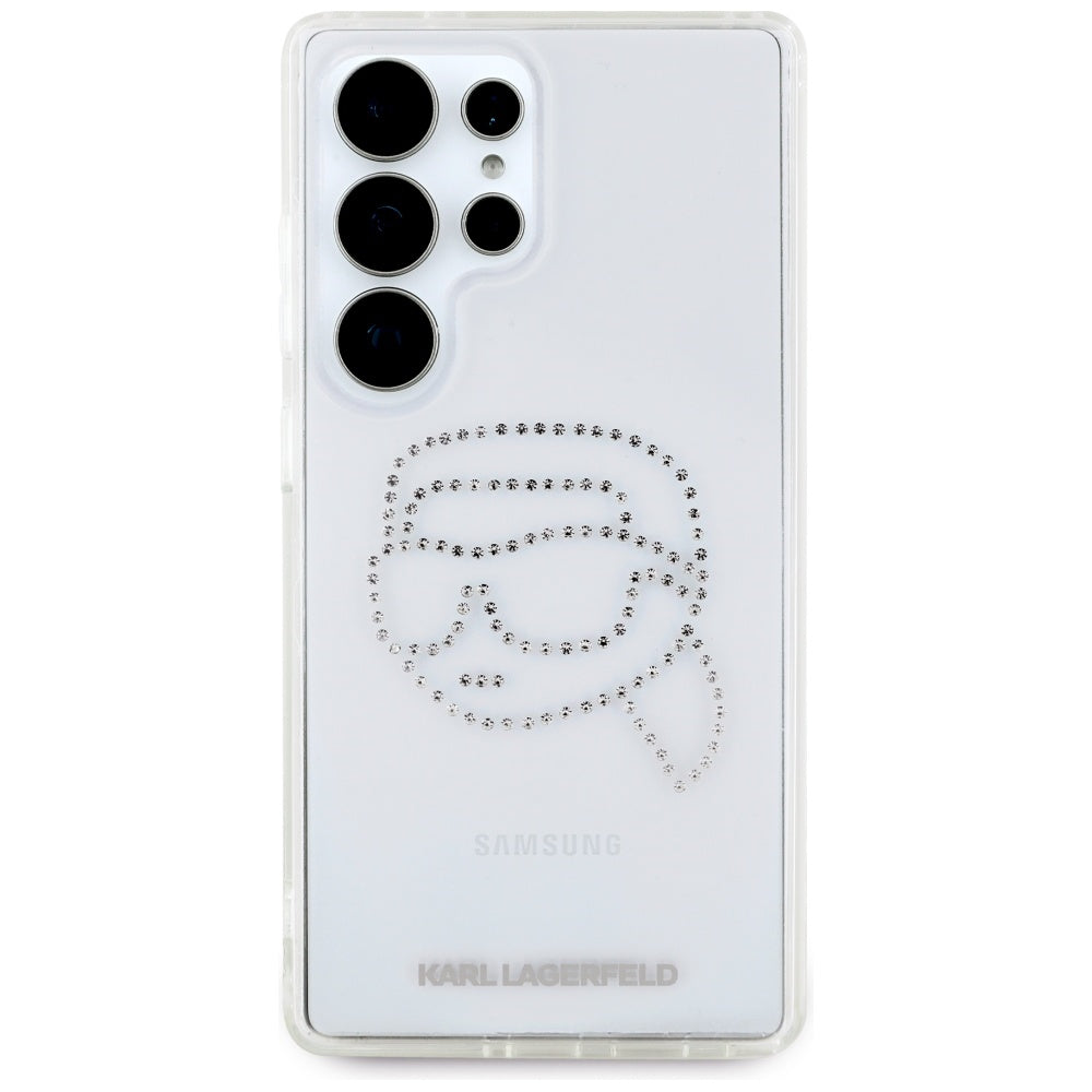 Hülle für Samsung Galaxy S25 Ultra S938, Karl Lagerfeld, IML Rhinestones Karl's Head, Transparent