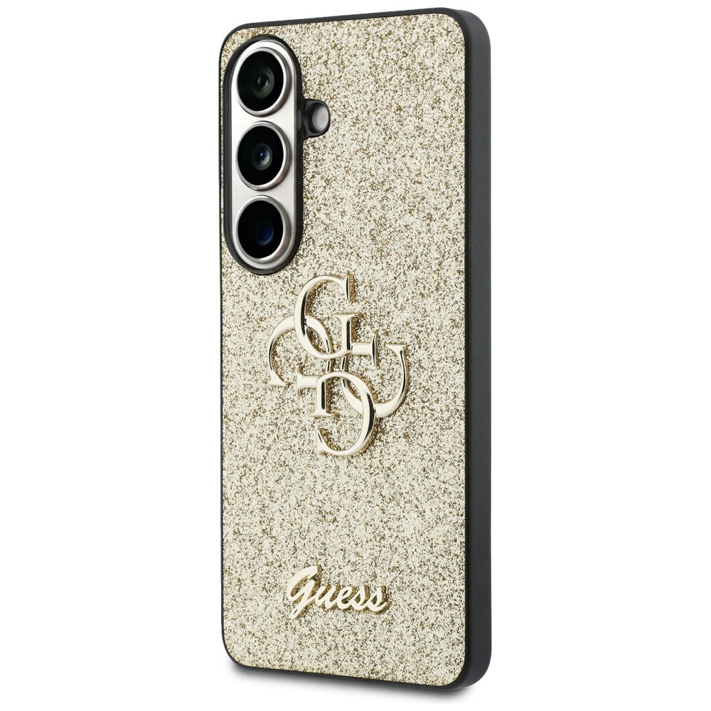 Hülle für Samsung Galaxy S26 S942, Guess, Fixed Glitter Big 4G Metal Frame, Gold