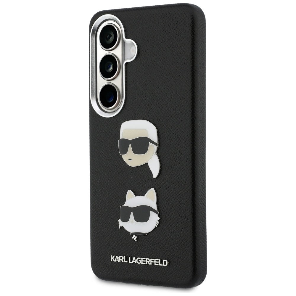 Case for Samsung Galaxy S26 Plus S947, Karl Lagerfeld, Saffiano Karl & Choupette's Head Pin, Black