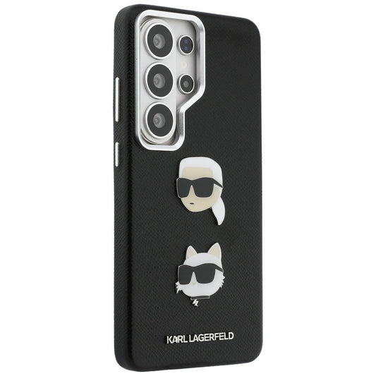 Hülle für Samsung Galaxy S26 Ultra S948, Karl Lagerfeld, Saffiano Karl & Choupette's Head Pin, Schwarz