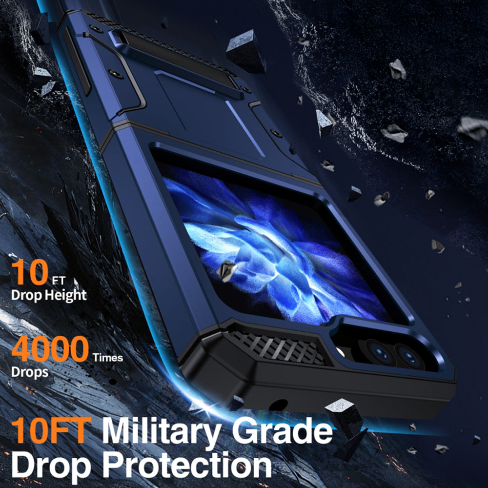 Hülle für Samsung Galaxy Z Flip5 F731, Techsuit, Hybrid Armor Kickstand, Blau
