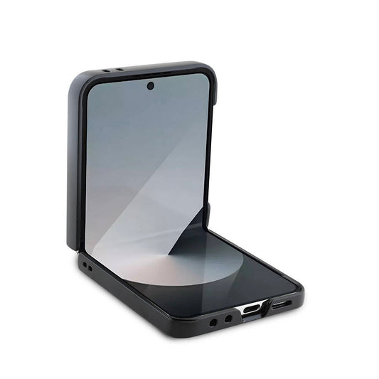 Hülle für Samsung Galaxy Z Flip7 F766, Guess, 4G Metal Logo, Schwarz