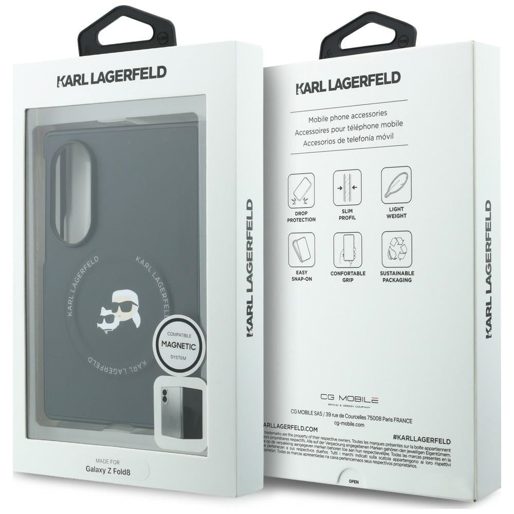 Hülle für Samsung Galaxy Z Fold8 F971, Karl Lagerfeld, Karl & Choupette Head Pin, Schwarz