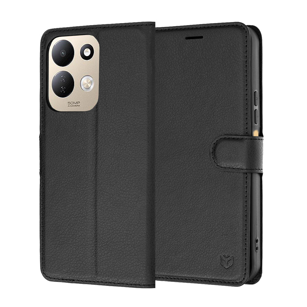 Hülle für Xiaomi Redmi 17 5G / 17 4G, Techsuit, Leder-Folio, Schwarz