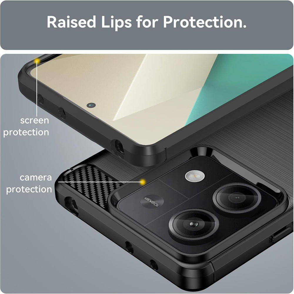 Hülle für Xiaomi Redmi Note 13 4G, Techsuit, Carbon, Schwarz