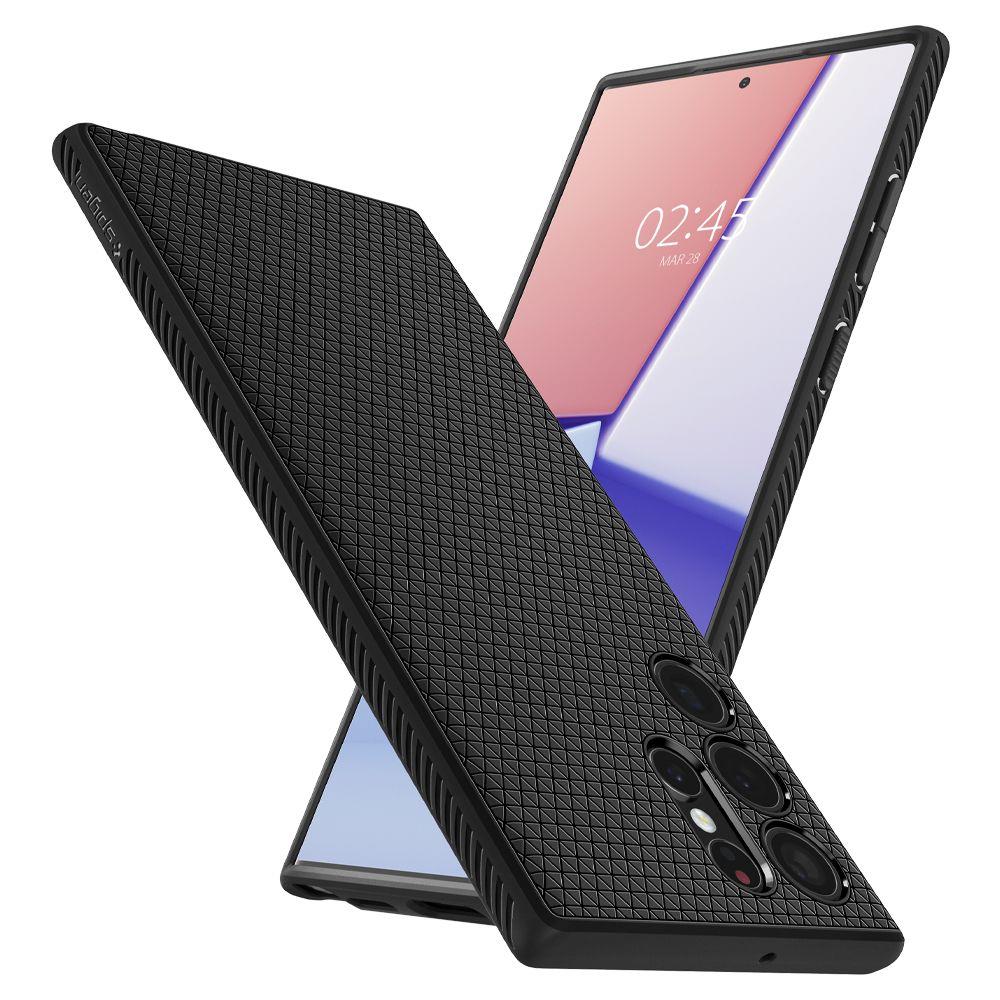 Spigen Liquid Air Matte Hülle für Samsung Galaxy S22 Ultra 5G | Schwarz | MIL-STD