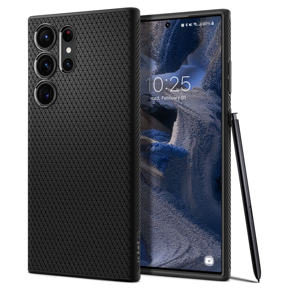 Hülle für Samsung Galaxy S23 Ultra S918, Spigen, Liquid Air, Mattschwarz ACS05614