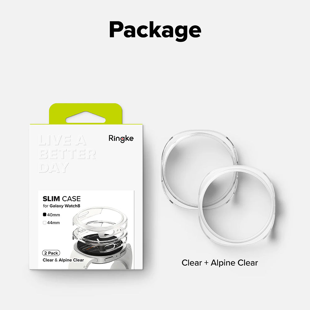 Ringke Slim Hülle für Samsung Galaxy Watch8 40mm, Set mit 2 Stück, Transparent