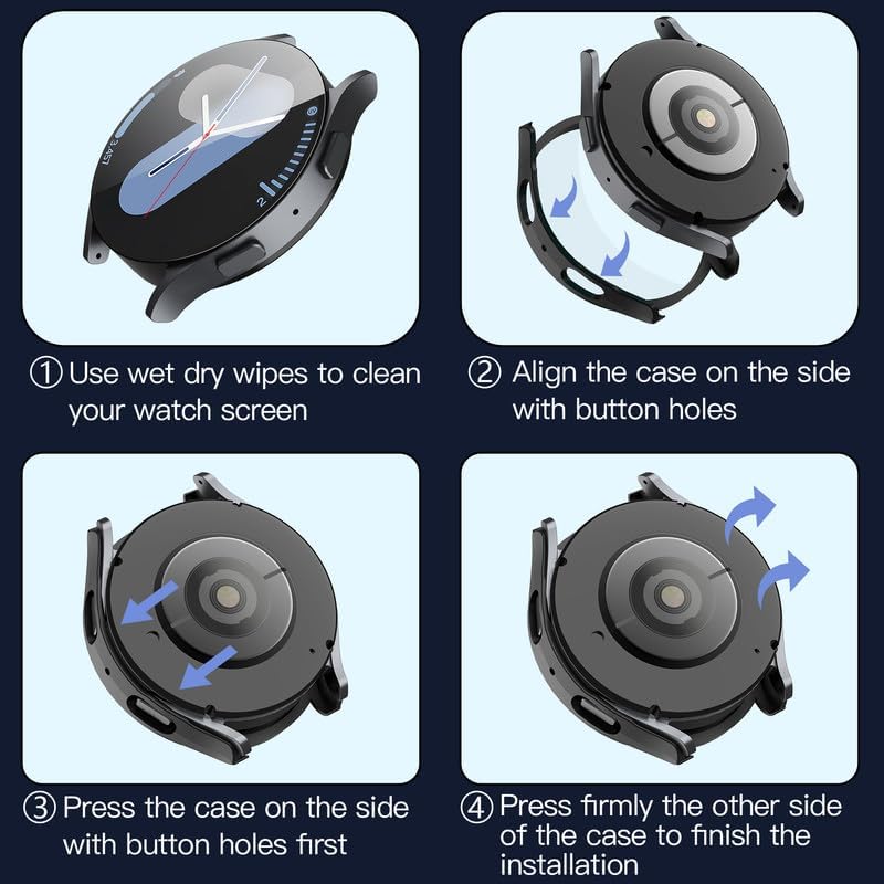 Techsuit Defense360 Pro Hülle für Samsung Galaxy Watch7 44mm, Schwarz
