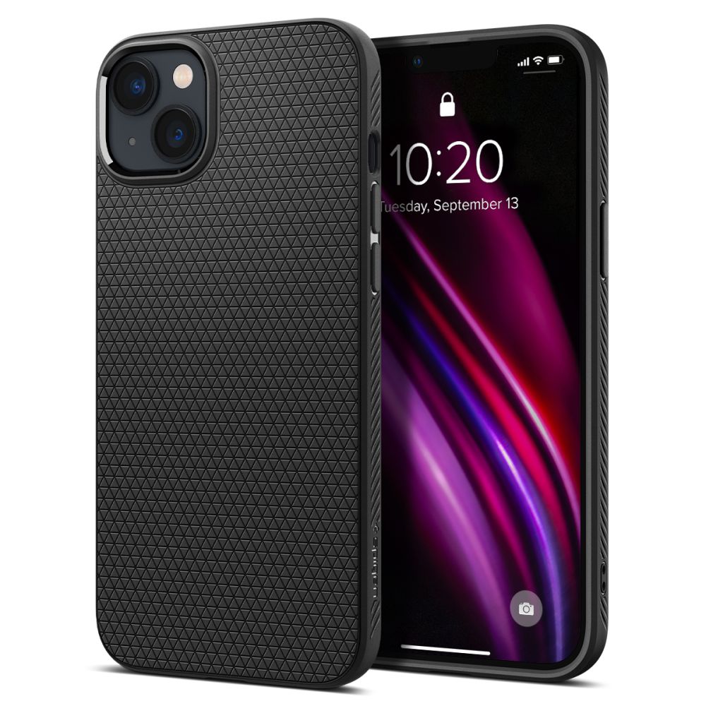 Hülle für Apple iPhone 14, Spigen, Liquid Air, Mattschwarz