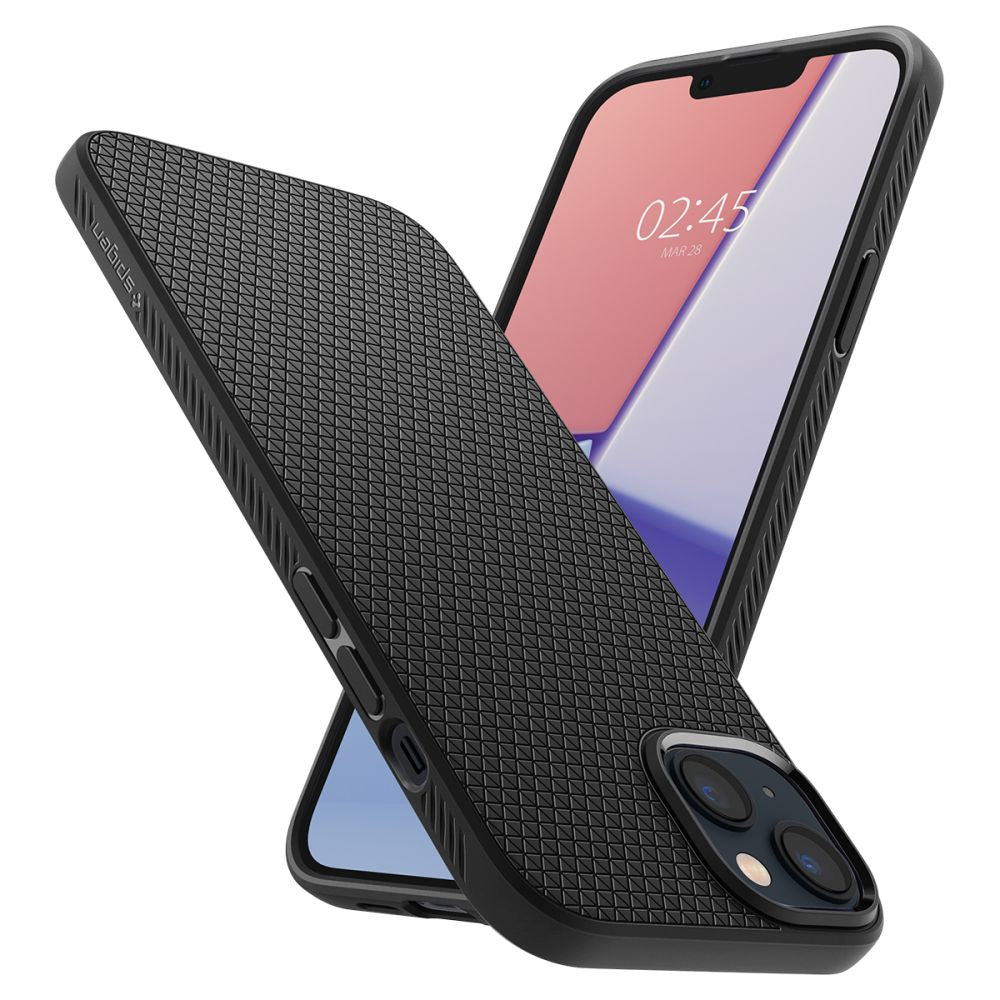 Hülle für Apple iPhone 14, Spigen, Liquid Air, Mattschwarz