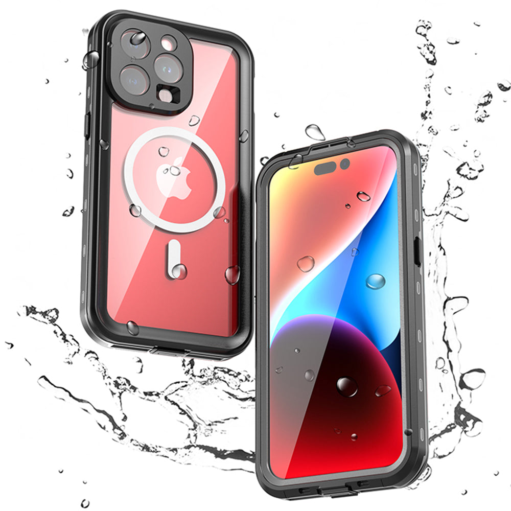 Waterproof MagSafe Case for Apple iPhone 15 Pro Max, ShellBox, Black