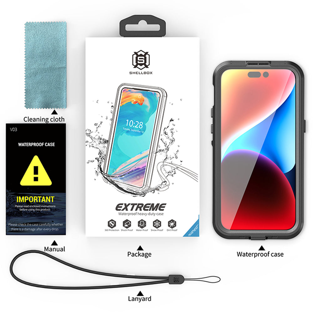Waterproof MagSafe Case for Apple iPhone 15 Pro Max, ShellBox, Black