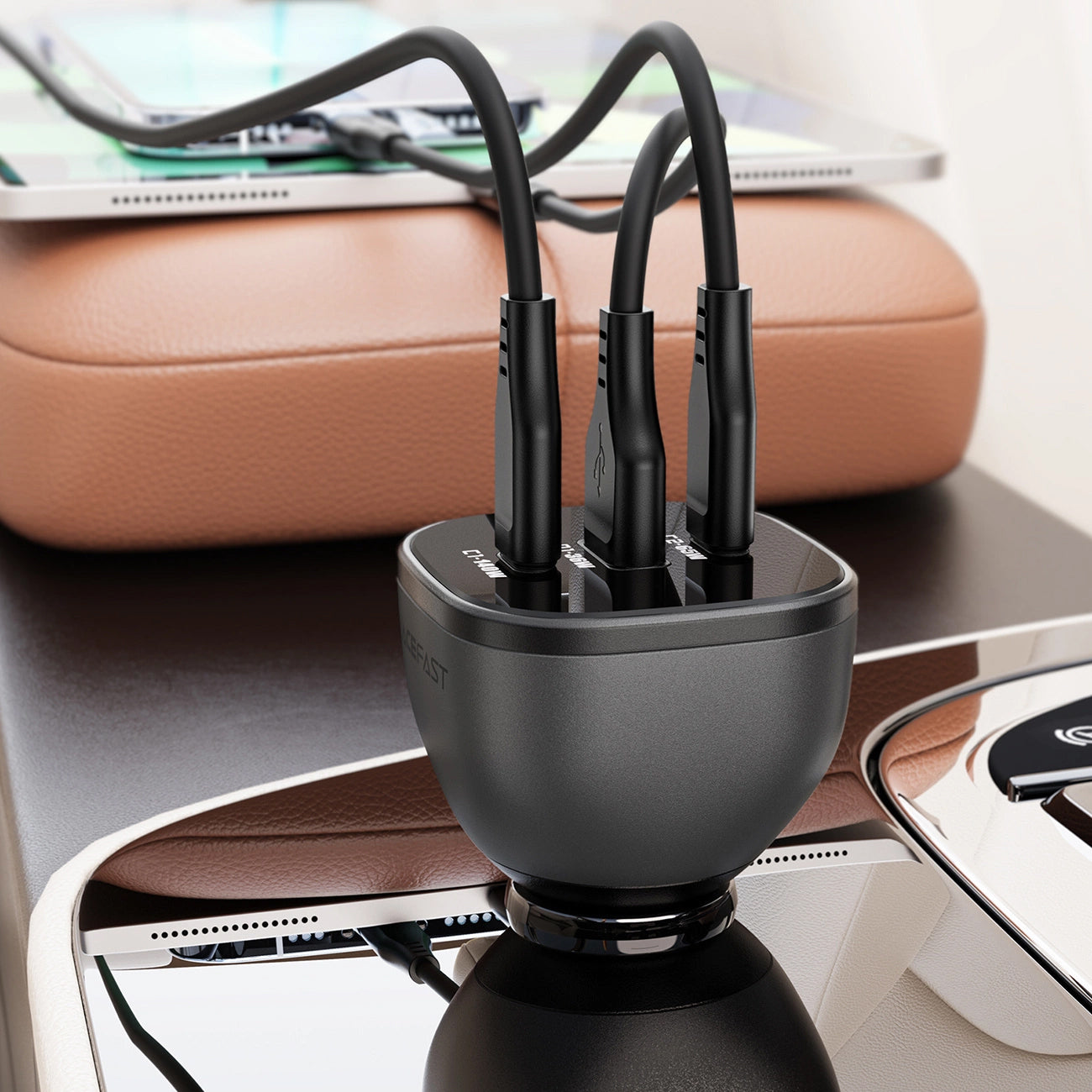 Auto-Ladegerät Acefast B14, 165W, 5A, 1 x USB-A - 2 x USB-C, Schwarz