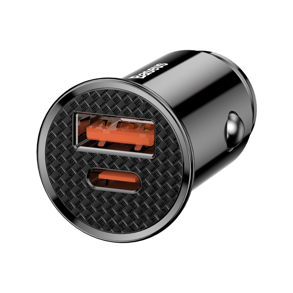 Baseus Autoladegerät, 30W, 3A, 1 x USB-A - 1 x USB-C, Schwarz CCALL-YS01