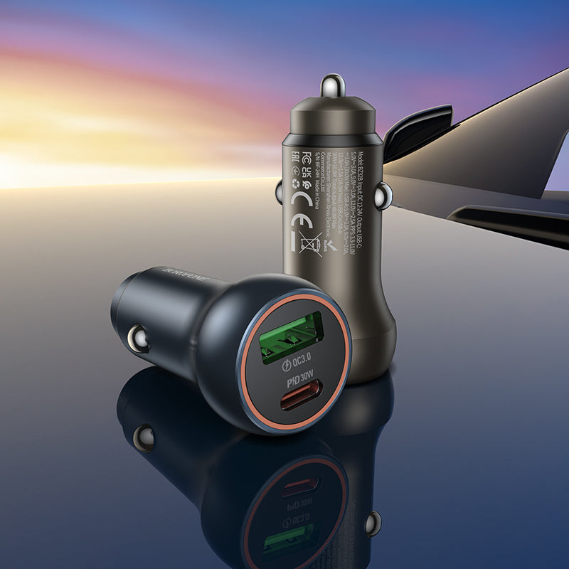 Auto-Ladegerät Borofone BZ32B Fresh, 48W, 3A, 1 x USB-A - 1 x USB-C, Grau