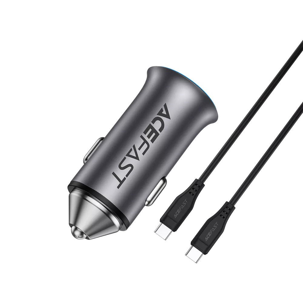 Auto-Ladegerät mit USB-C Kabel Acefast B16, 95W, 3.25A, 1 x USB-A - 1 x USB-C, Grau
