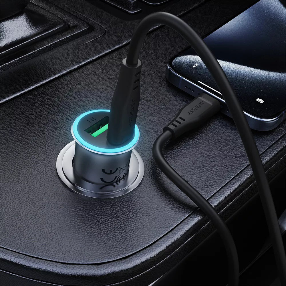 Auto-Ladegerät mit USB-C Kabel Acefast B16, 95W, 3.25A, 1 x USB-A - 1 x USB-C, Grau