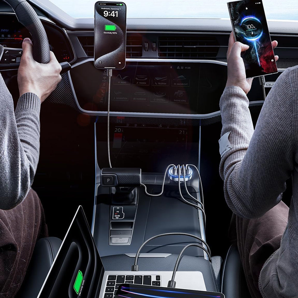 Auto-Ladegerät mit USB-C Kabel Lisen, 101W, 3.25A, 1 x USB-A - 3 x USB-C, Schwarz YL0223120021