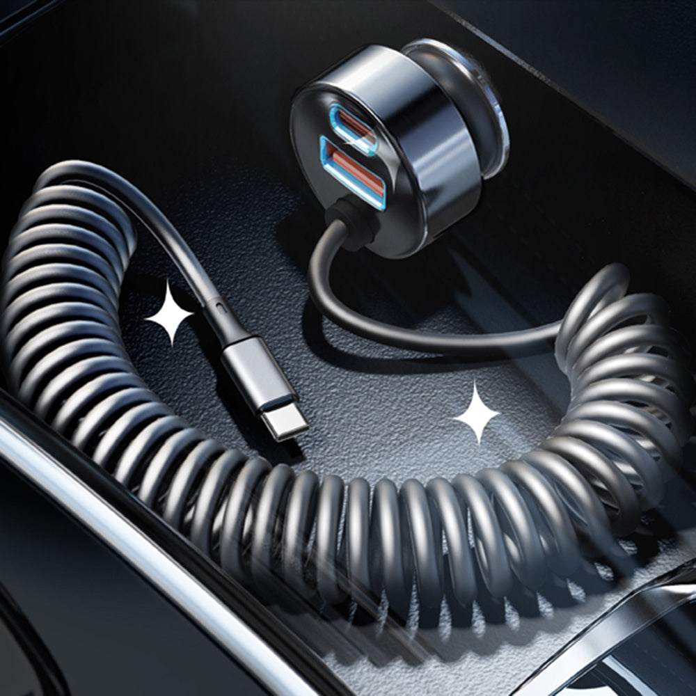 Auto-Ladegerät mit USB-C Kabel Lisen, 90W, 3A, 1 x USB-A - 1 x USB-C, Schwarz YL0223120020