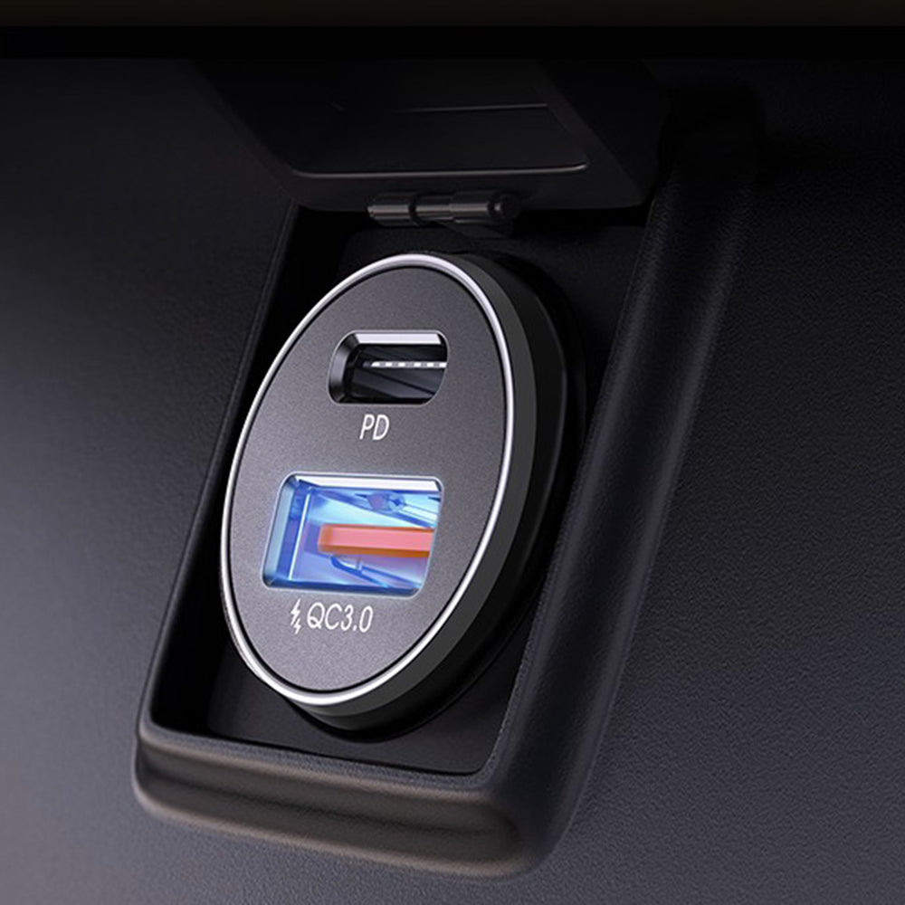 Auto-Ladegerät Lisen, 51W, 3A, 1 x USB-A - 1 x USB-C, Set 2 Stück, Schwarz YL0223080037
