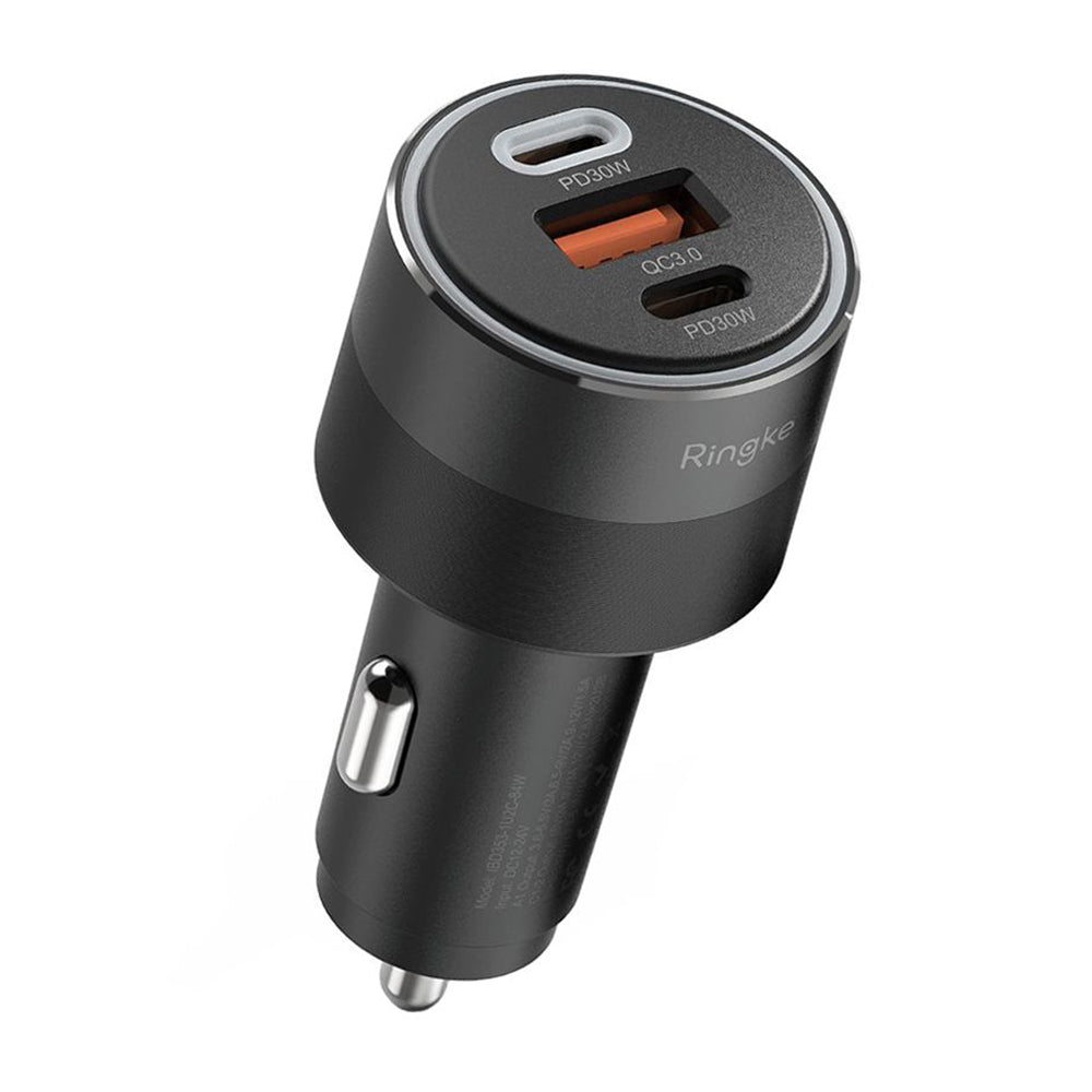 Auto-Ladegerät Ringke, 30W, 3A, 1 x USB-A - 2 x USB-C, Schwarz
