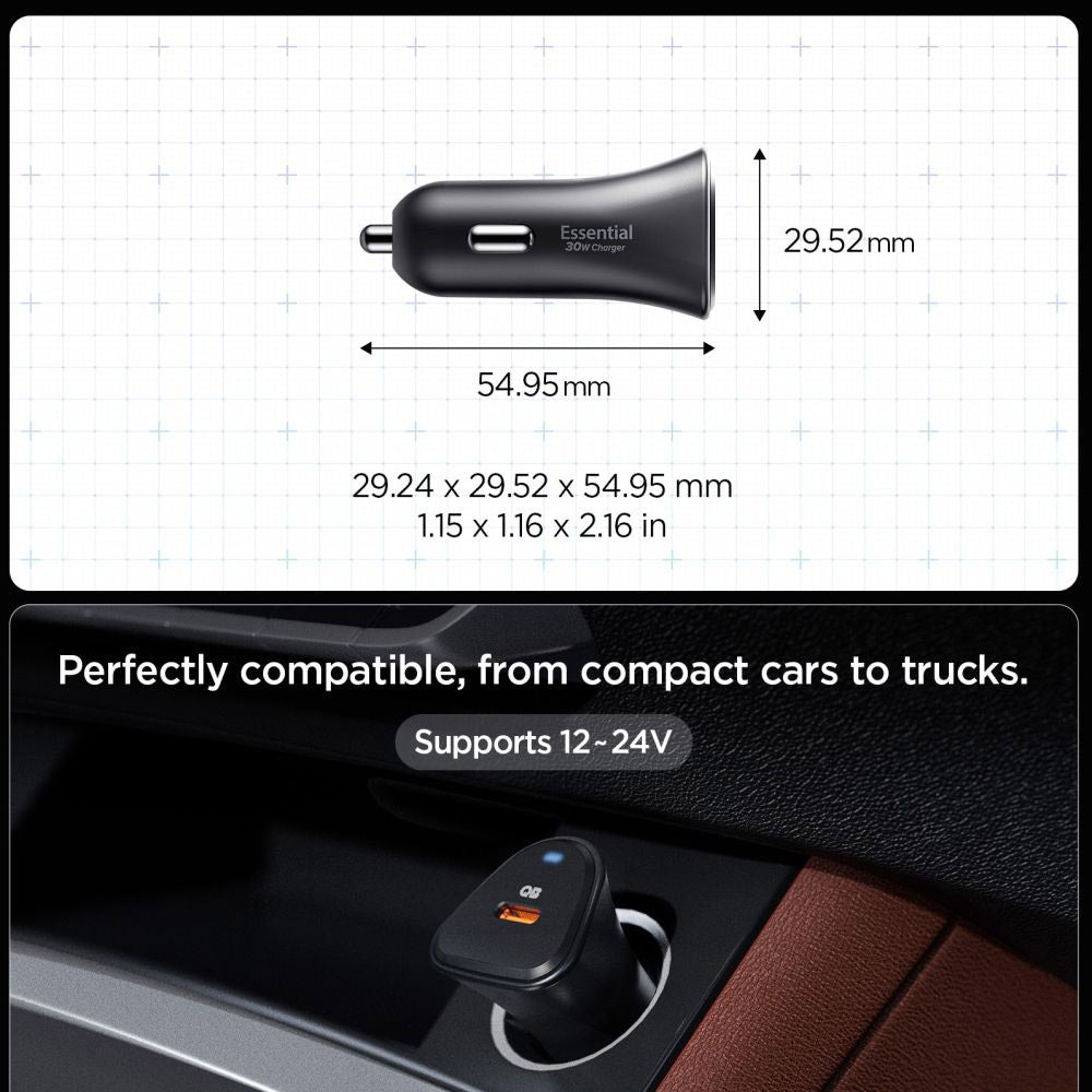 Auto-Ladegerät Spigen EV301 Essential, 30W, 3A, 1 x USB-C, Schwarz ACP08699