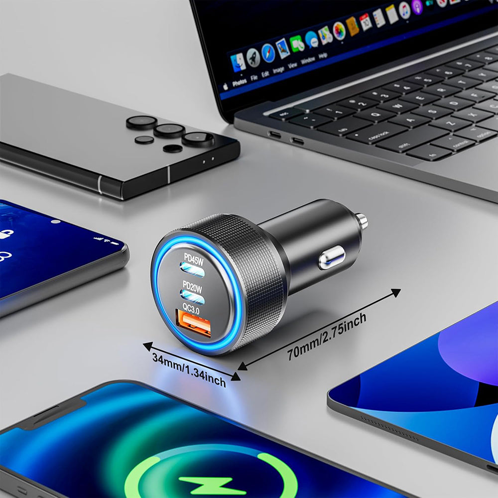 Auto-Ladegerät Techsuit C6 DriveBoost, 60W, 3A, 1 x USB-A - 2 x USB-C, Silber