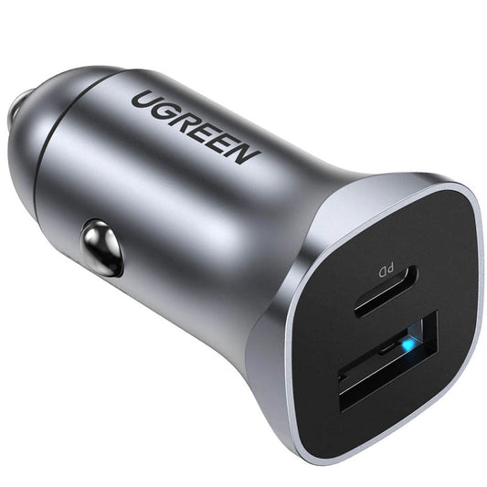 Autoladegerät UGREEN CD130, 30W, 3A, 1 x USB-A - 1 x USB-C, Grau
