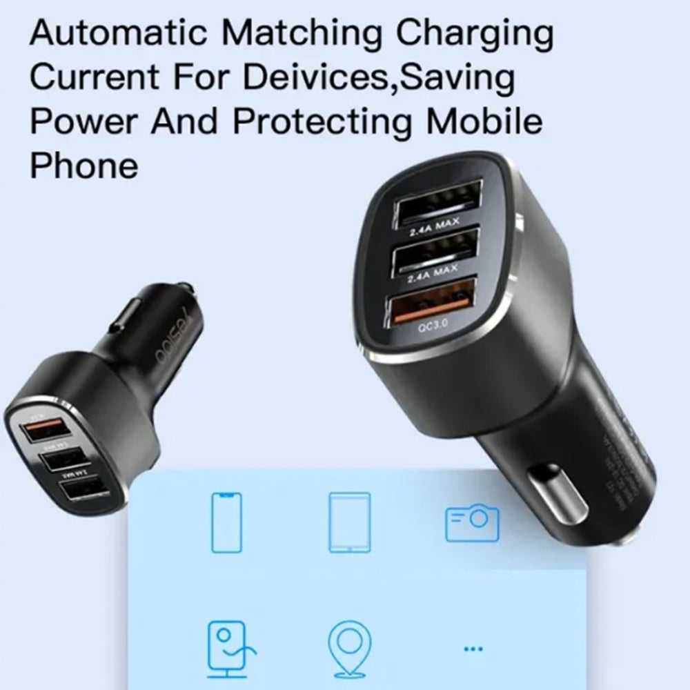 Auto-Ladegerät Yesido Y46, 42W, 3A, 3 x USB-A, Schwarz