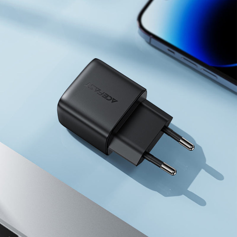 Netzladegerät Acefast A116 Display, 35W, 3A, 1 x USB-A - 1 x USB-C, Schwarz