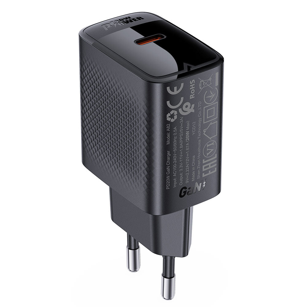 Netzladegerät Acefast A82, 20W, 3A, 1 x USB-C, Schwarz